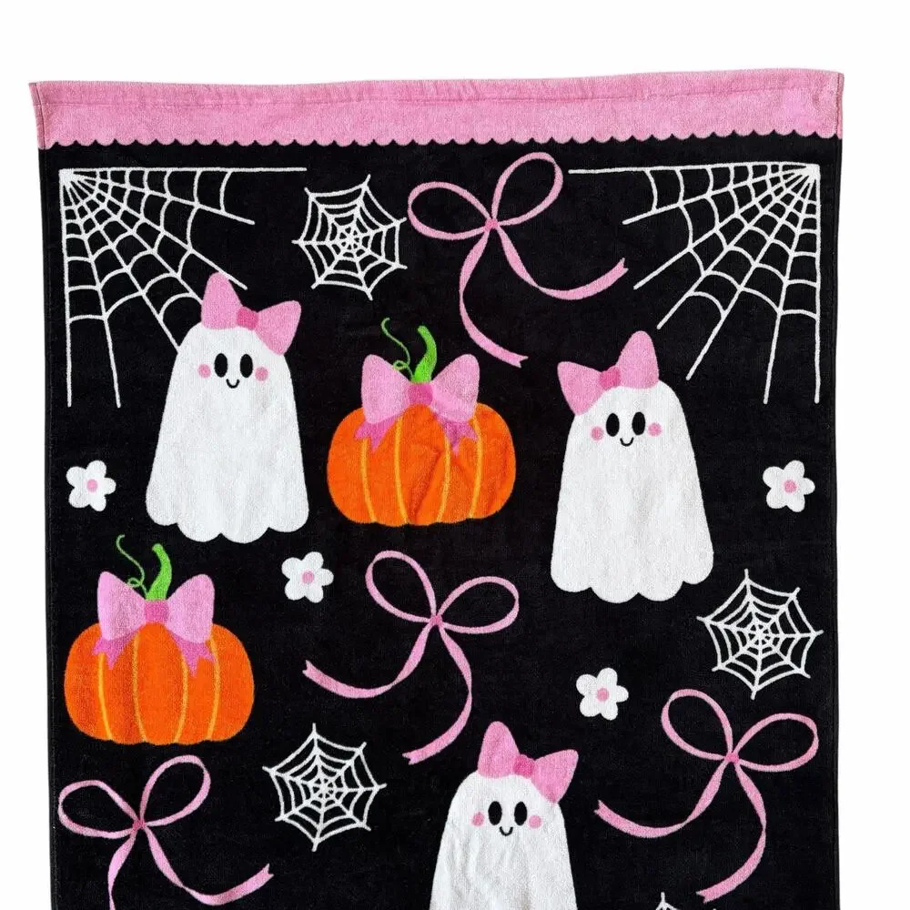 NEW Kassafina Coquette Halloween Bath Towel Set of 2 100% Cotton VIRAL